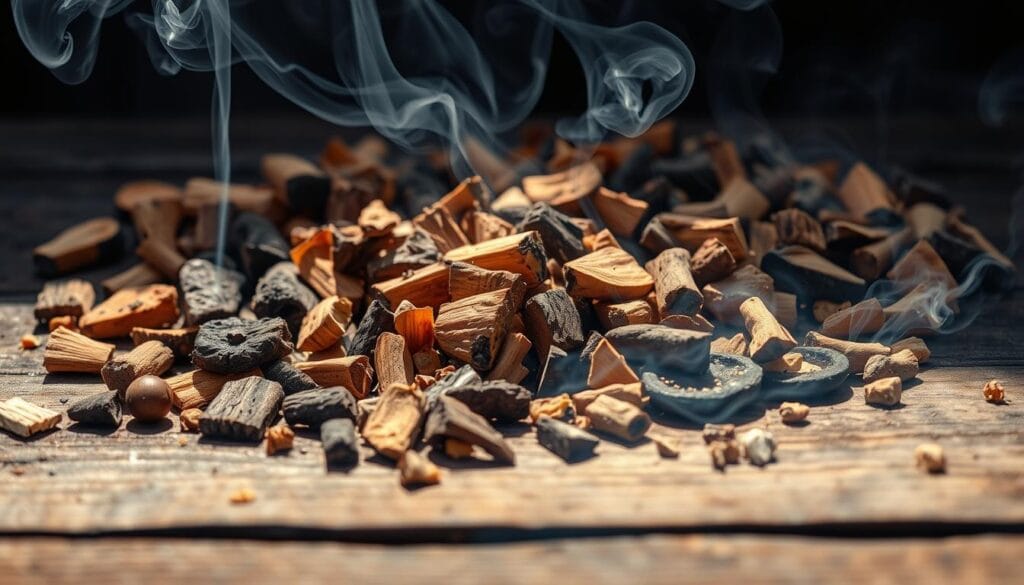 Smoking wood chips