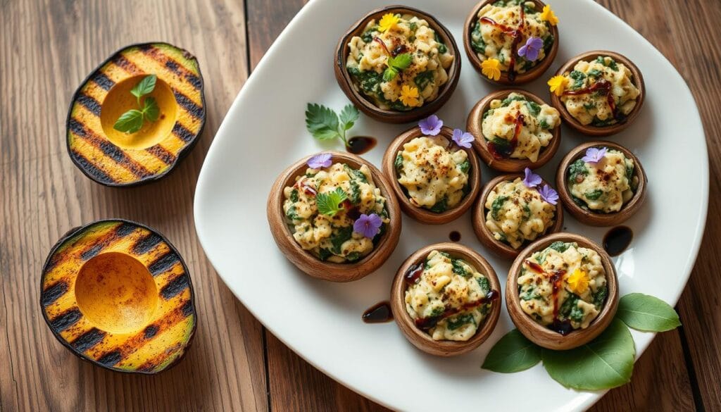 Grilled Avocado and Stuffed Mushrooms