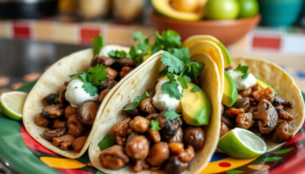 mushroom avocado tacos